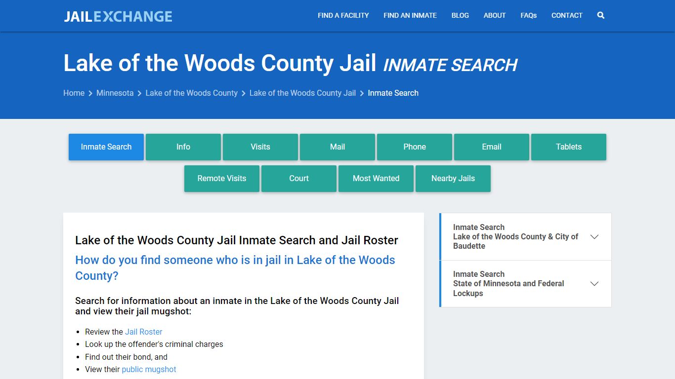 Lake of the Woods County Jail Inmate Search - Jail Exchange