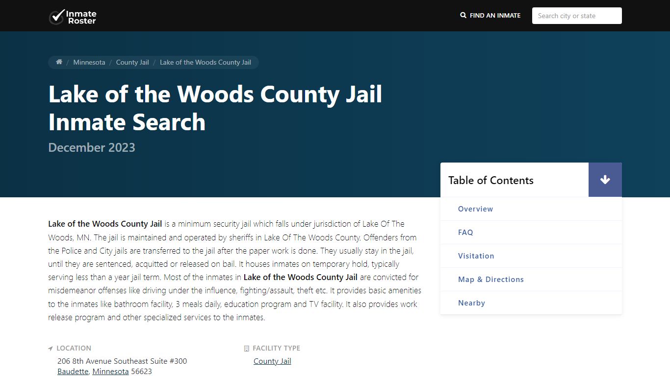 Inmate Search | Lake of the Woods County Jail - Baudette, MN